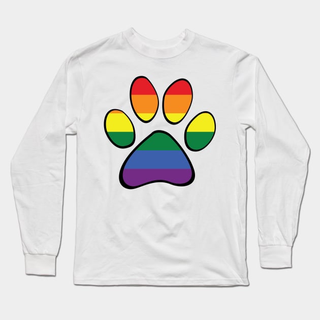 Gay Pride Paw Long Sleeve T-Shirt by HyperOtterDesigns